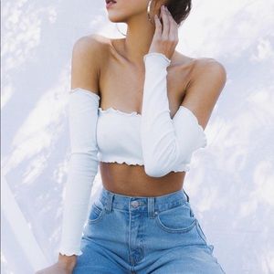 Nasty gal White ruffle crop top